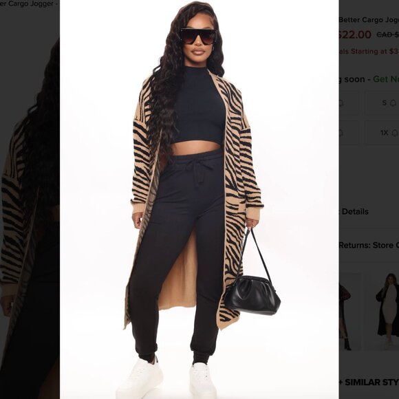 Fashion Nova | Drawstring Cargo Joggers | Small | Black - Picture 1 of 5